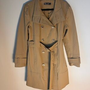 7th avenue Tan Double-Breasted Women's Trench Coat size large